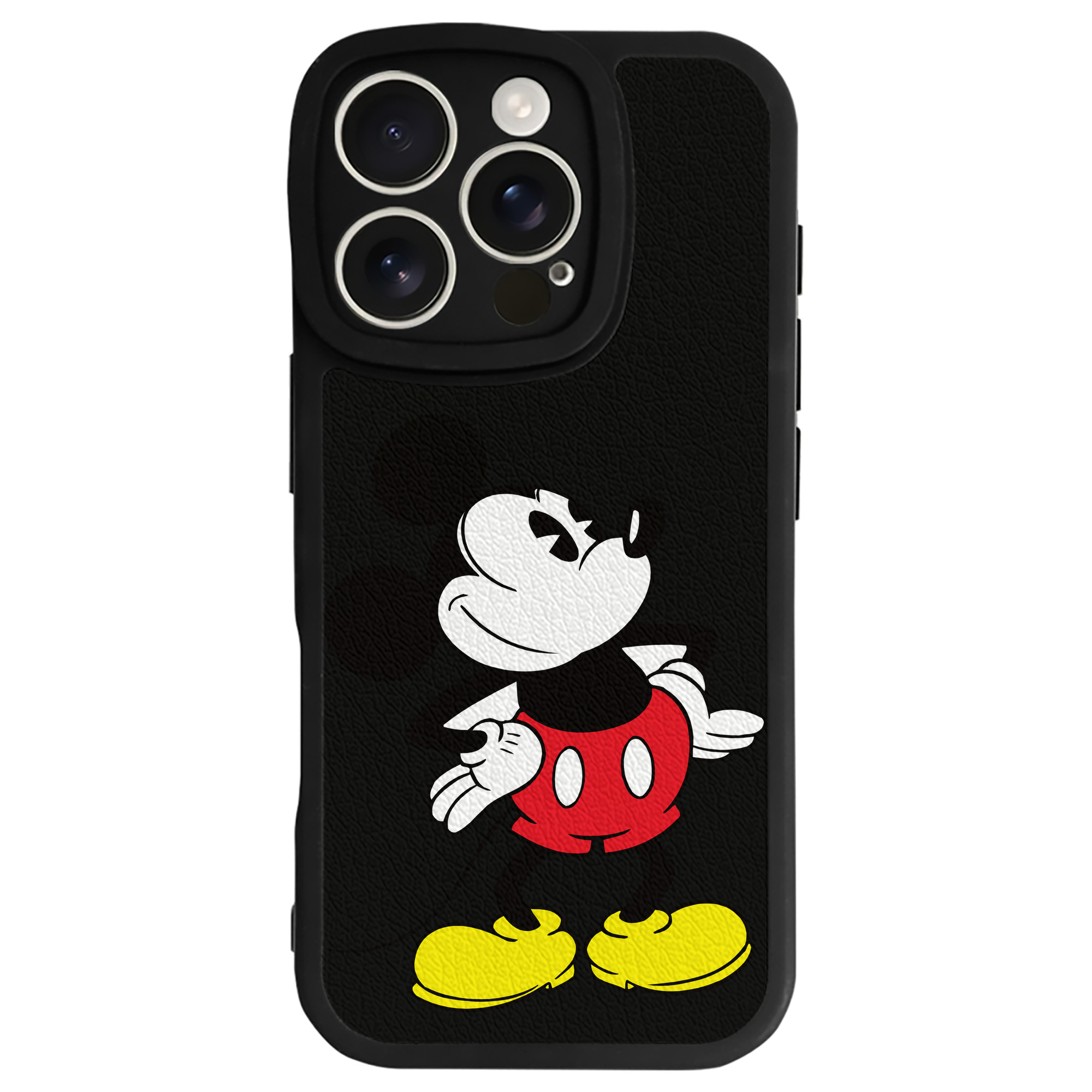 （画像用） ミッキーマウス Mickey Mouse 【iPhone 16シリーズ対応】シリコンスマホケース（レザー調） 材質：シリコン